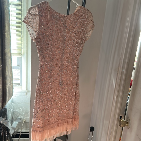 Aidan Mattox pink sequence mini fringe dress - Picture 3 of 3